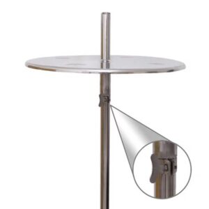 mesa inox para piscina com regulagem de altura – tampo redondo